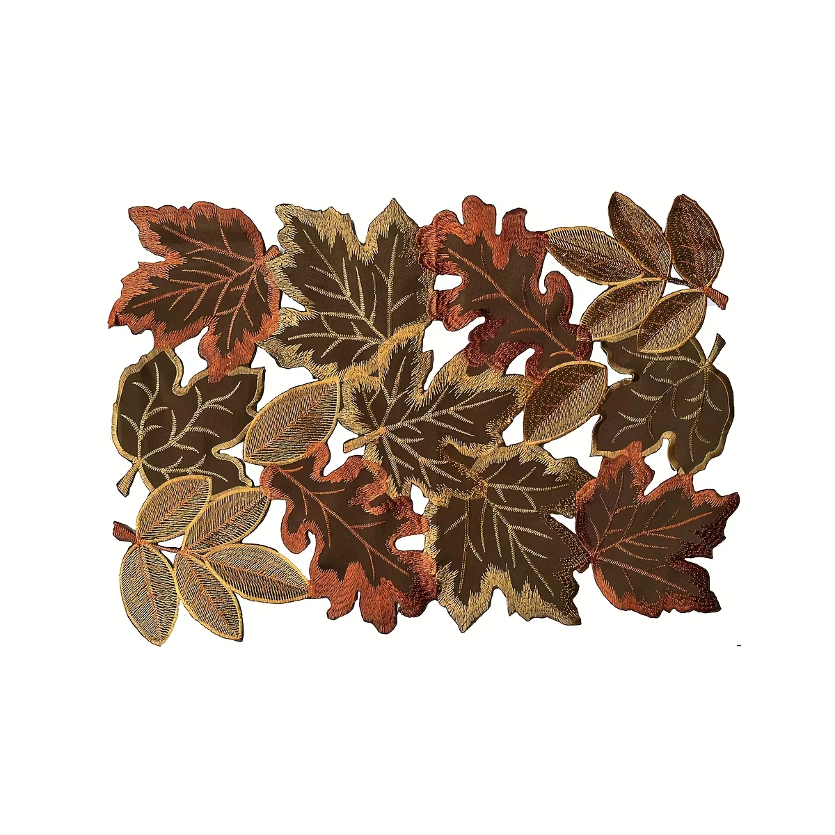 Chemin de Table brodé de feuilles d'érable d'automne, Design d'érable marron floqué, harfes rustique
