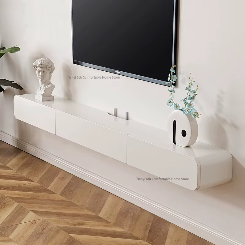 Meuble TV suspendu en bois massif italien, style moderne et épuré, pour salon, meuble de maison FYFS