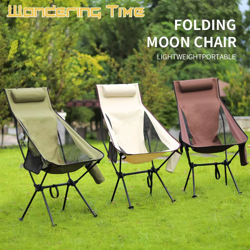 WANDERING TIME Chaise pliante ultralégère en alliage d'aluminium, chaise de camping compacte et port