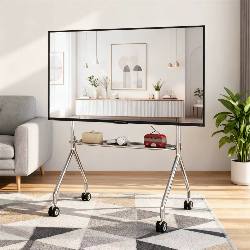 Meuble TV multifonctionnel en acier inoxydable, adapté à 32 à 75 pouces, avec rangement, salon, sall