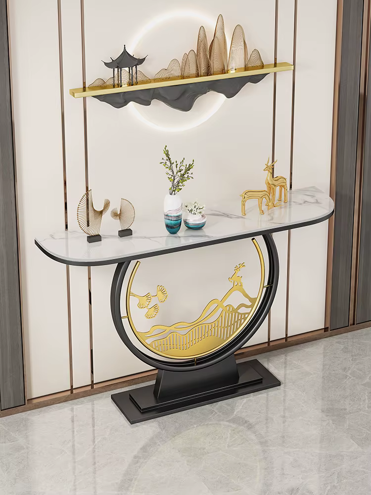 Table Console Nordique d'Entrée Moderne et Luxueuse, en Métal, Corrigée par des Tables de Console de