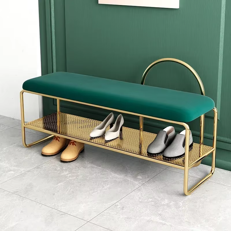Meuble de salon nordique T1 avec coussin souple, siège à chaussures peu encombrant pour couloir, ban
