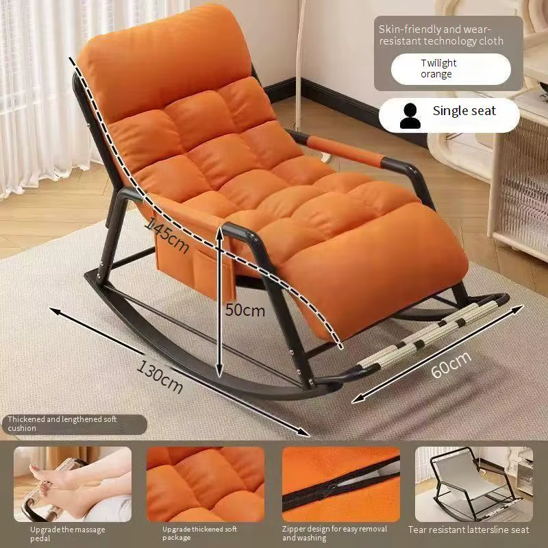 Double chaise à bascule pour adultes, couchage décontracté pour un usage domestique, chaise longue d