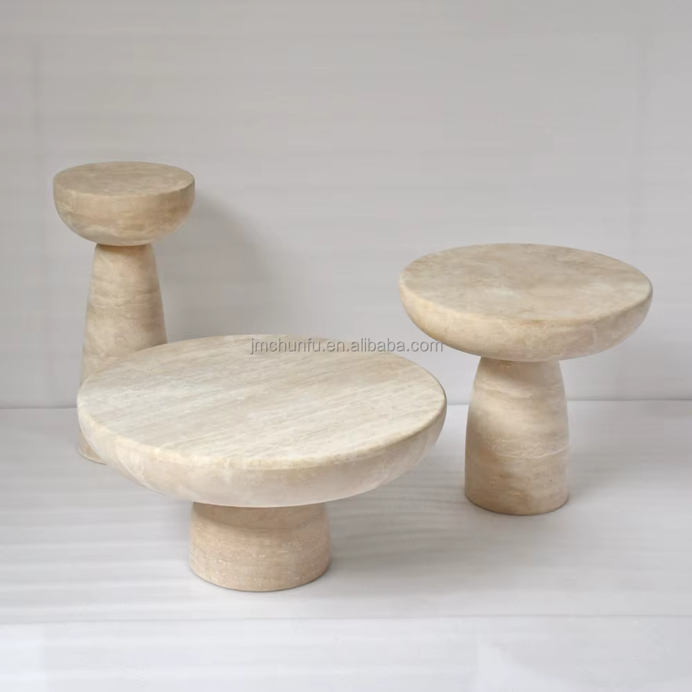 OEM ODM personnalisé moderne pierre naturelle marbre salon hôtel meubles hall travertin Table ensemb