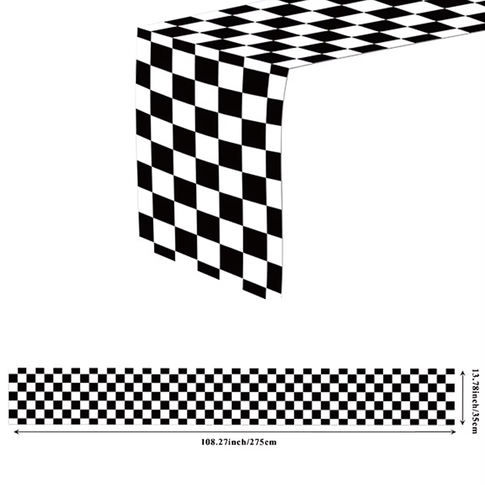 Lot de 1/2/3 chemins de table à carreaux noirs et blancs pour la course automobile ​ Nappe de table 