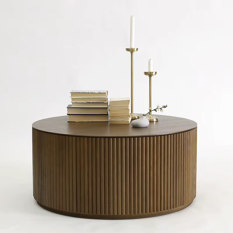 Table Basse ronde nordique moderne en bois massif, bureau à thé, salon, Table Basse ronde en bois, T