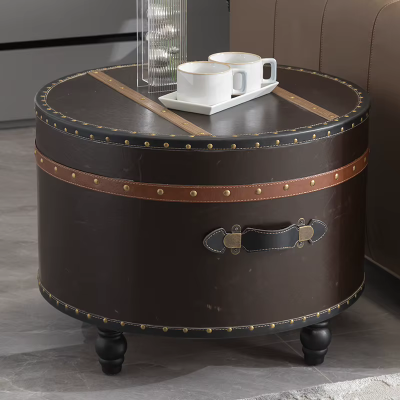 Table basse rétro du milieu du siècle avec tiroirs, Table basse industrielle classique américaine, T