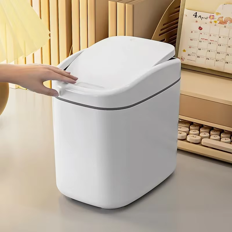 Mini poubelle de bureau avec couvercle, poubelle créative mignonne, petit récipient poubelle de tabl