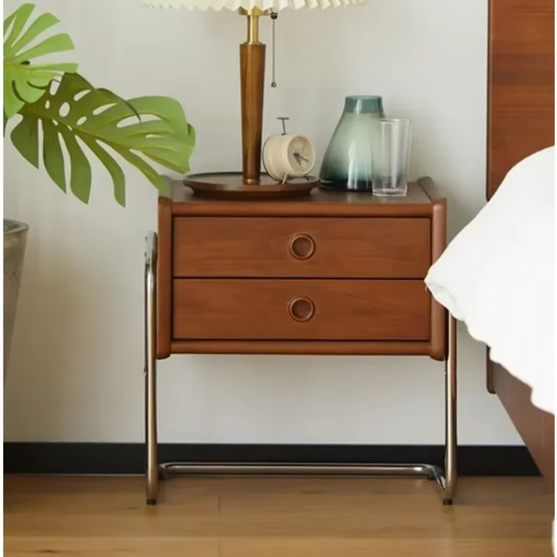 Armoire de chevet vintage en bois massif, table basse minimaliste, 2 couches, rangement des égouts à