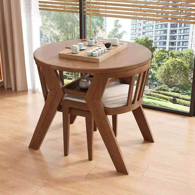 Ensemble de salon de jardin 3 pièces en bois massif : petite table ronde et 2 chaises – Mobilier d'i