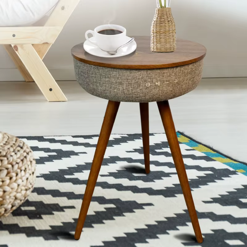 Table basse de chargement sans fil intelligente, Audio stéréo Bluetooth, Table d'appoint de canapé,
