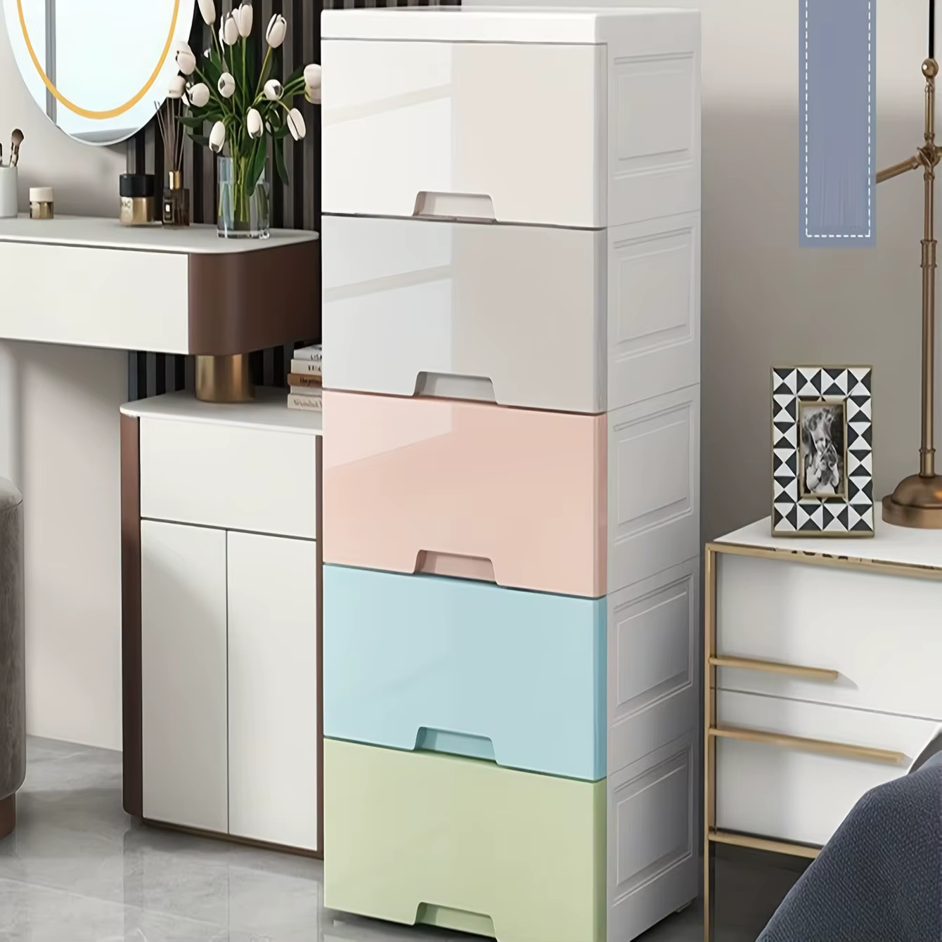 Armoire de rangement en plastique épaissi style tiroir pour vêtements de bébé nourrisson et enfant g