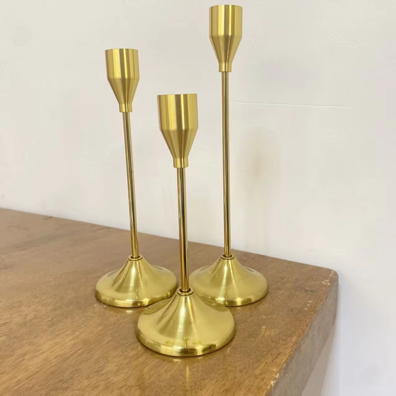 Ensemble de 3 bougeoirs européens en métal, support de bougie de table pour mariage, dîner, Noël, dé