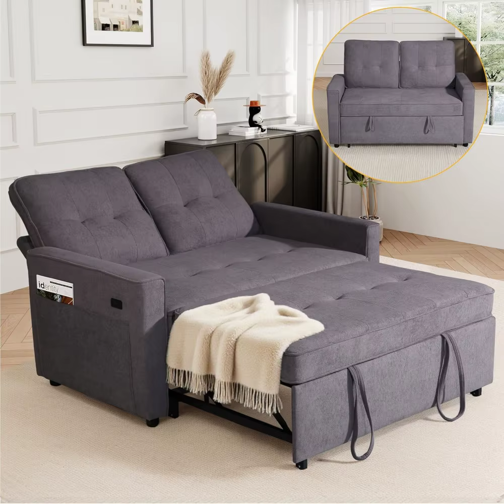 Canapé convertible, canapé-lit avec USB et dossier inclinable, canapé-lit moderne 3 en 1, personnali