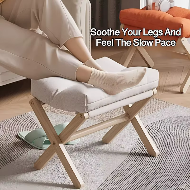 Tabouret à bascule en bois massif pour changer de chaussures, repose-pieds pour canapé, tabouret bas