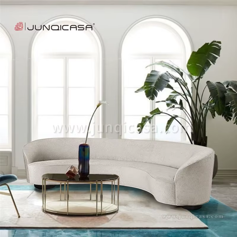 Canapé de réception moderne à la mode, ensemble de canapé incurvé de luxe en tissu Design lune pour 