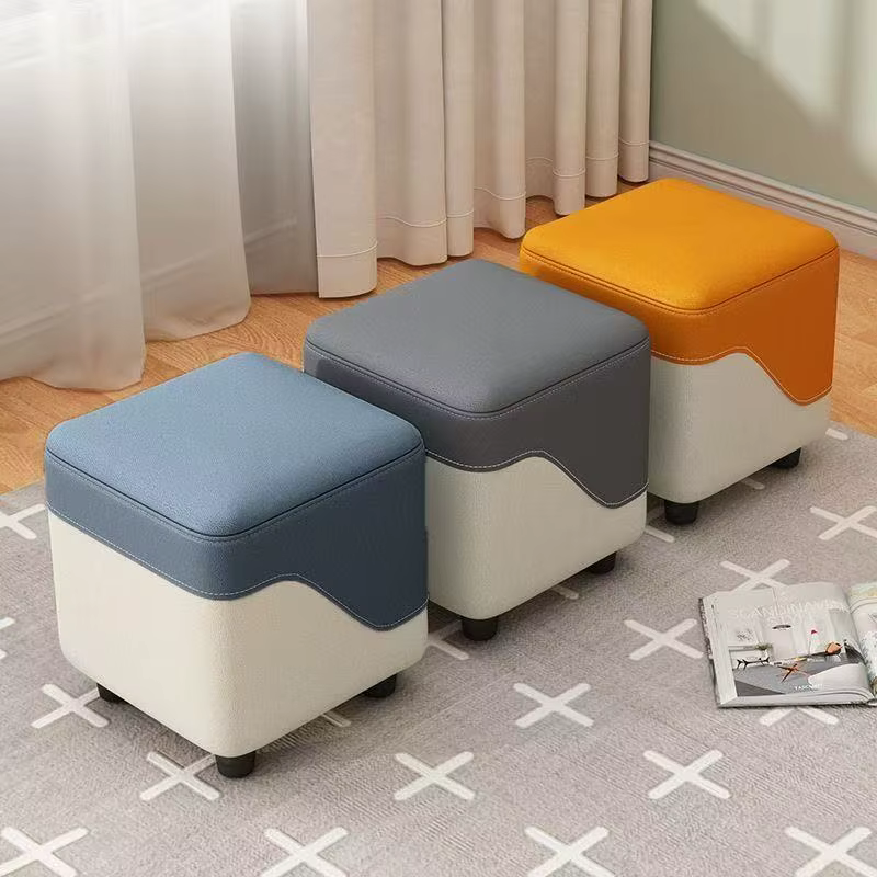 Petits tabourets carrés rembourrés confortables et doux, multi-usages pour salon, canapé, entrée, re