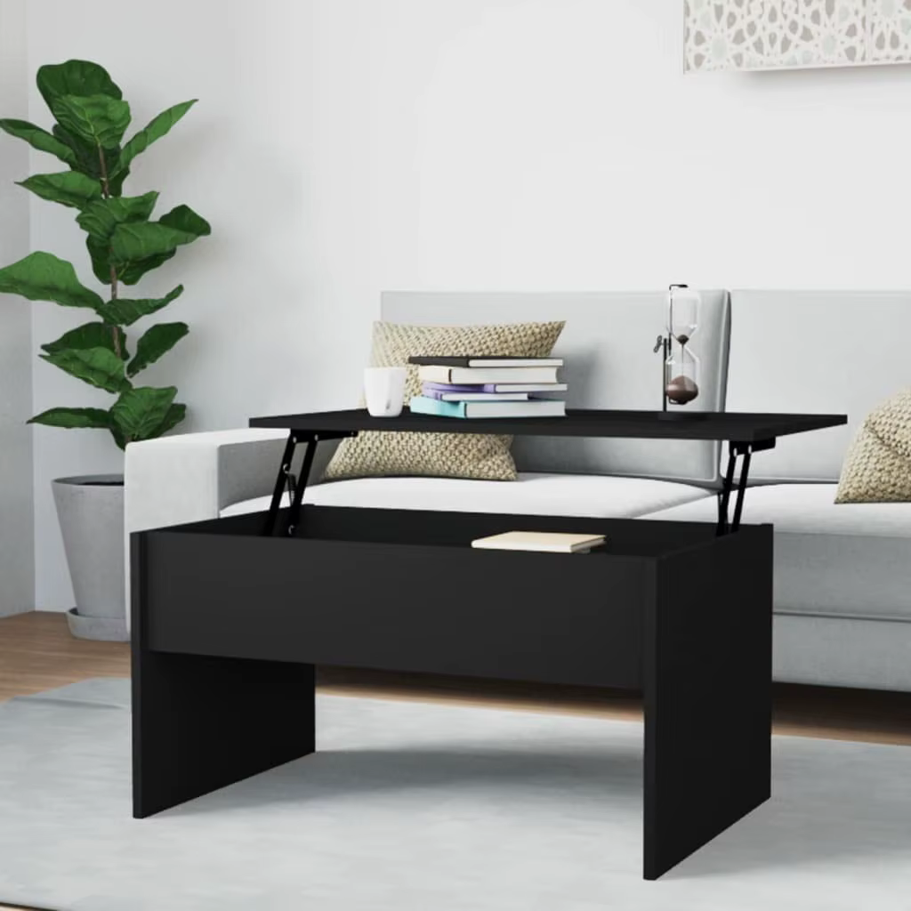 Table basse en bois d'ingénierie noir 31,5x19,9x16,3 pouces, moderne, pour intérieur, extérieur, jar