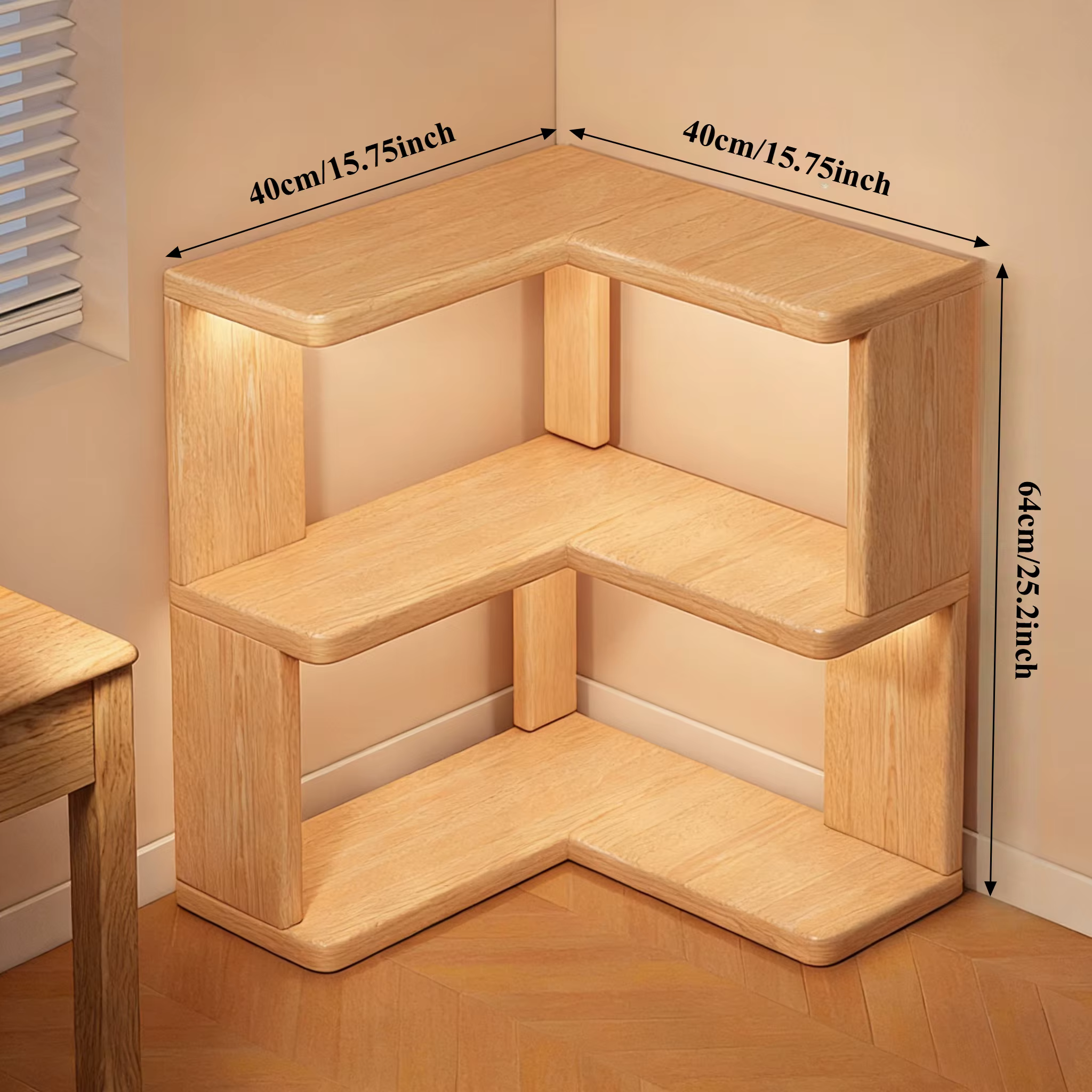 Bibliothèque d'angle en bois multicouche, armoire d'angle, étagère de rangement au sol, étagère de r