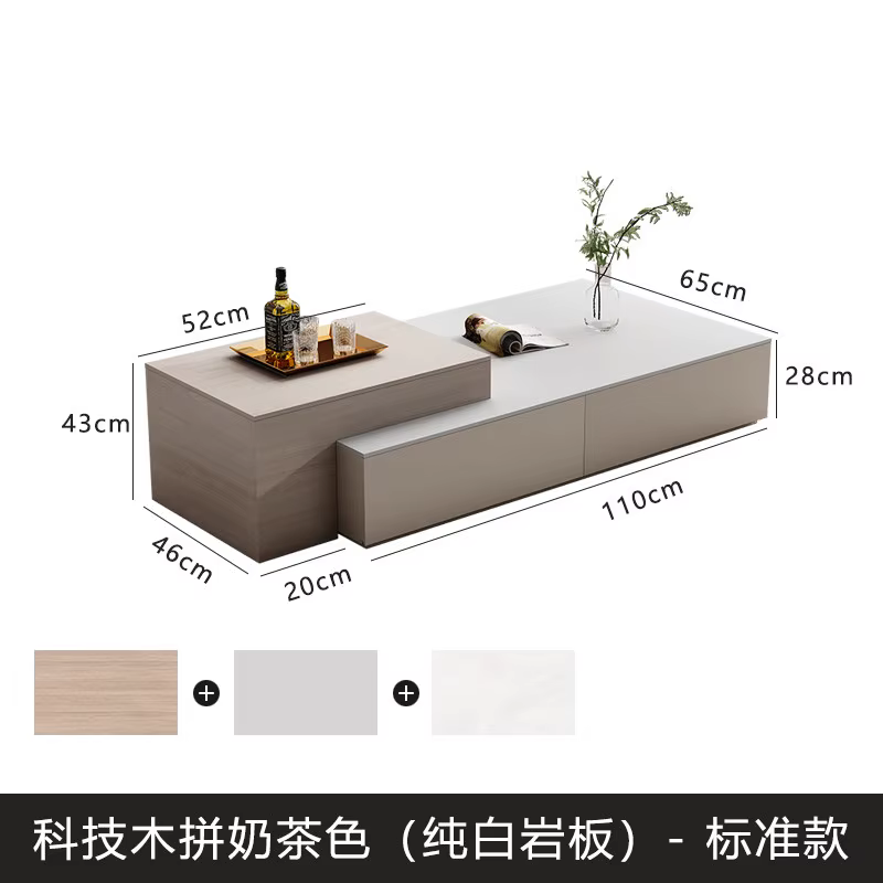 Tables basses relevables pour salon, design moderne, tables basses rectangulaires blanches, rangemen