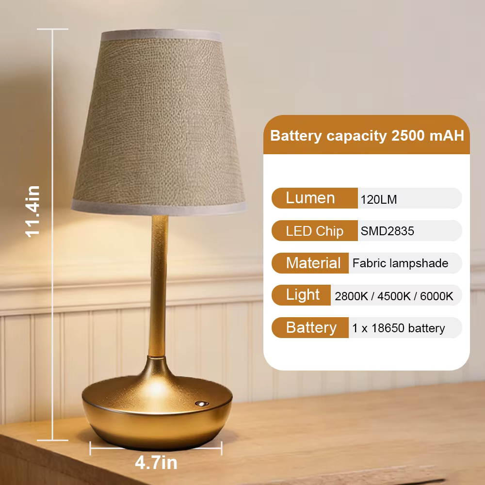Lampes de table LED rechargeables, lampe de bureau classique simple, lampe de chevet à intensité var