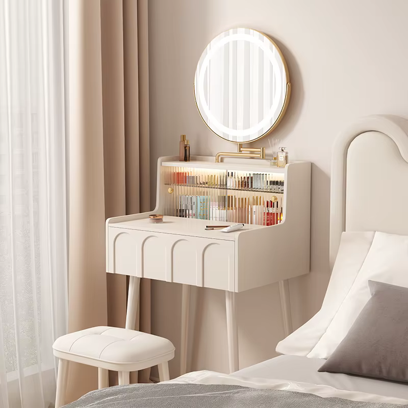 Tallboy Table De vanité française miroir lumineux Simple petite Table De vanité peu encombrante meub