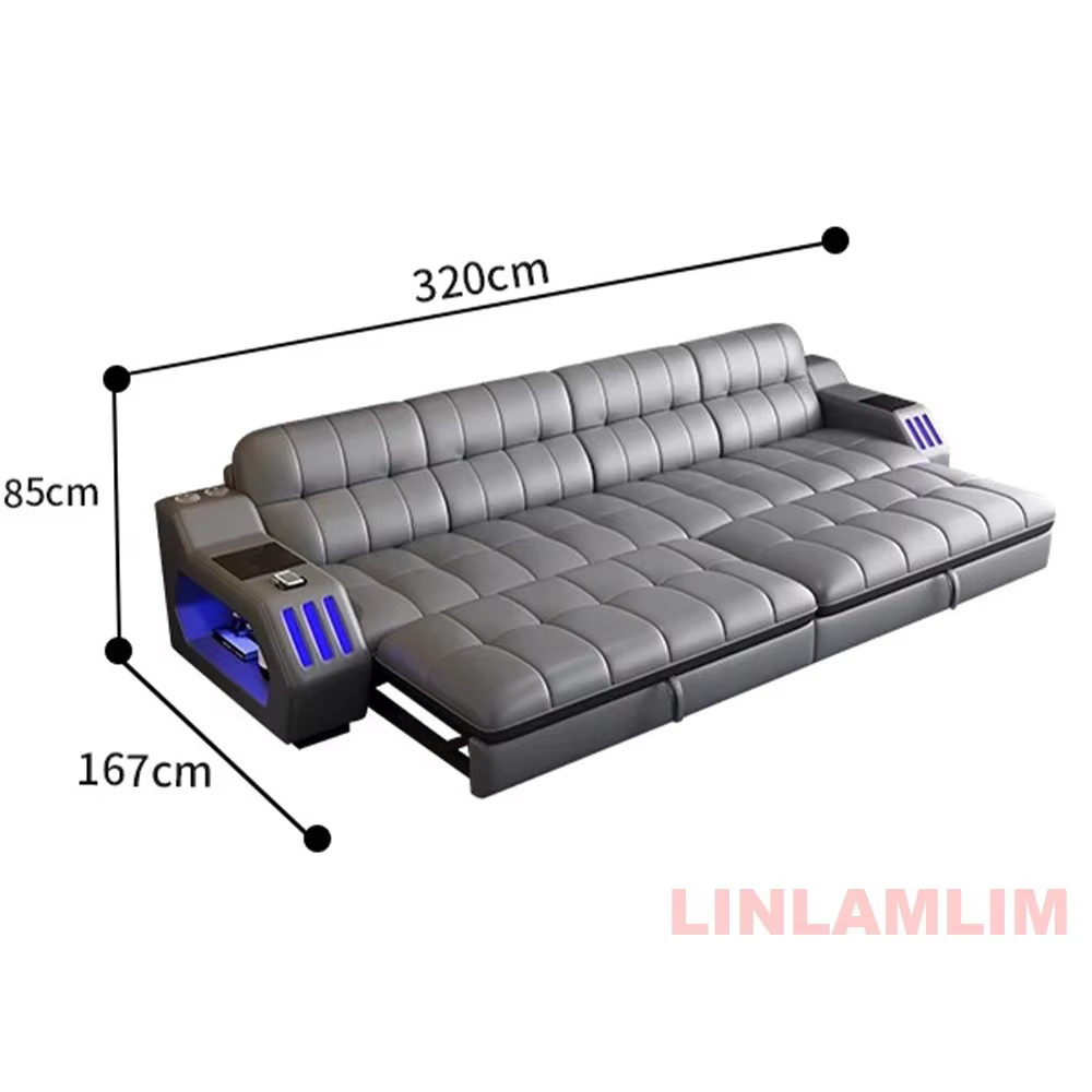 Canapé-lit sectionnel moderne avec fauteuil inclinable électrique, éclairage LED et fonction massage