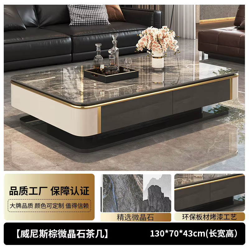 Table basse de rangement rectangulaire en pierre microcristalline, style Mid-century, pour salon, mo