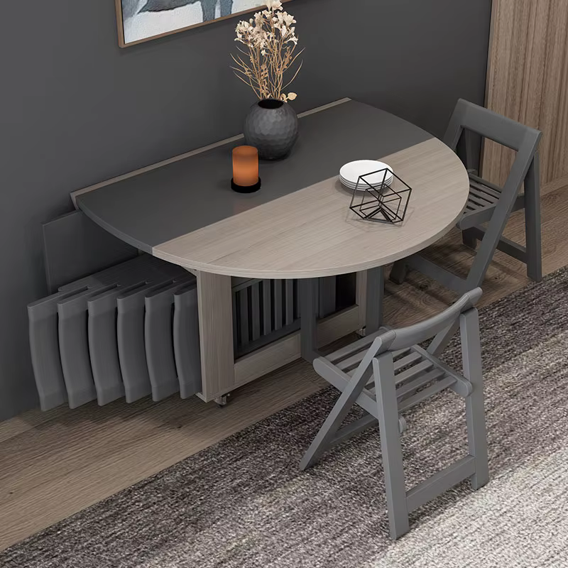 Table à manger ronde multifonctionnelle avec 4 chaises, meubles pliants, yemek masasi, mode