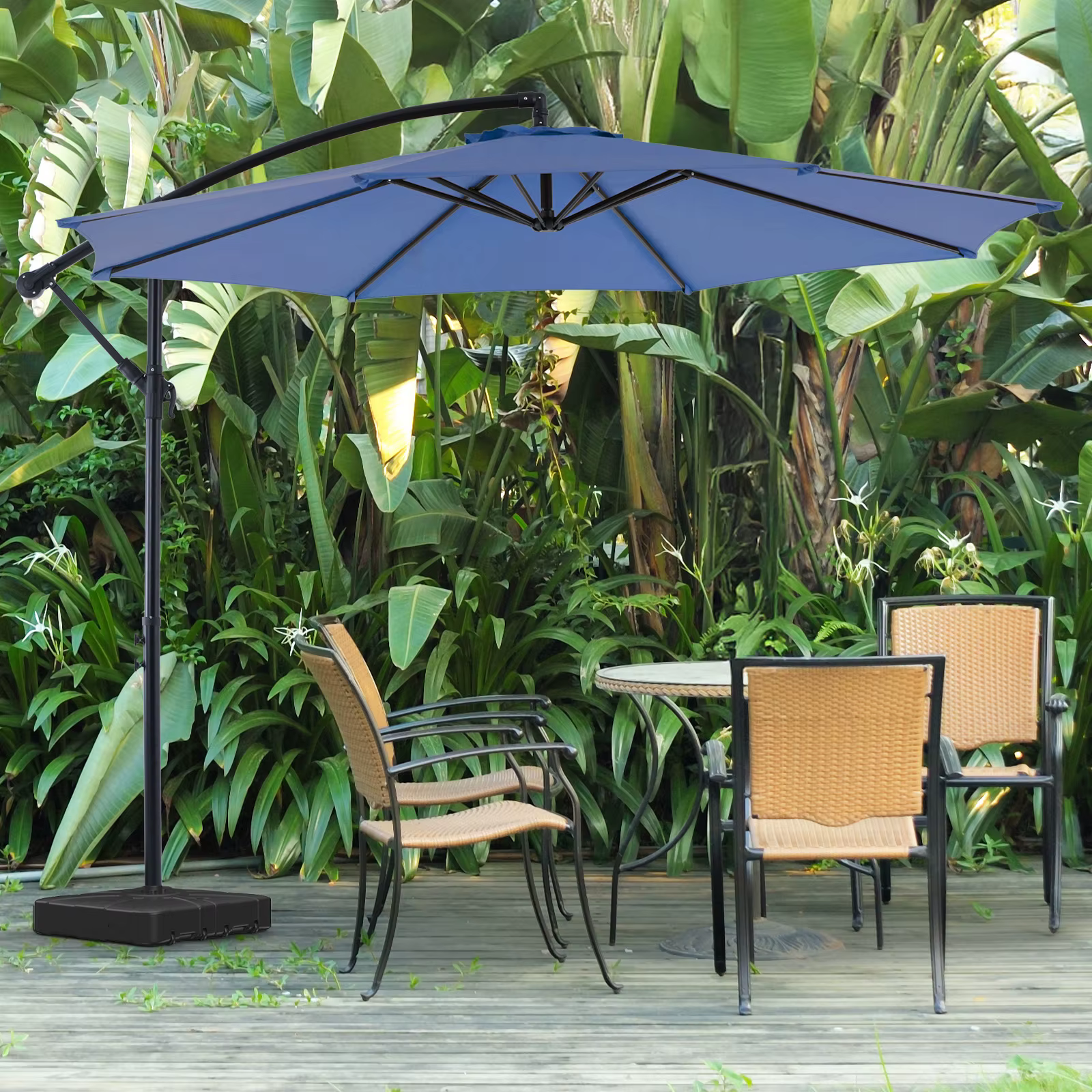 JHK 10FT Parasol de patio extérieur suspendu en porte-à-faux avec réglage facile de l'inclinaison Pr