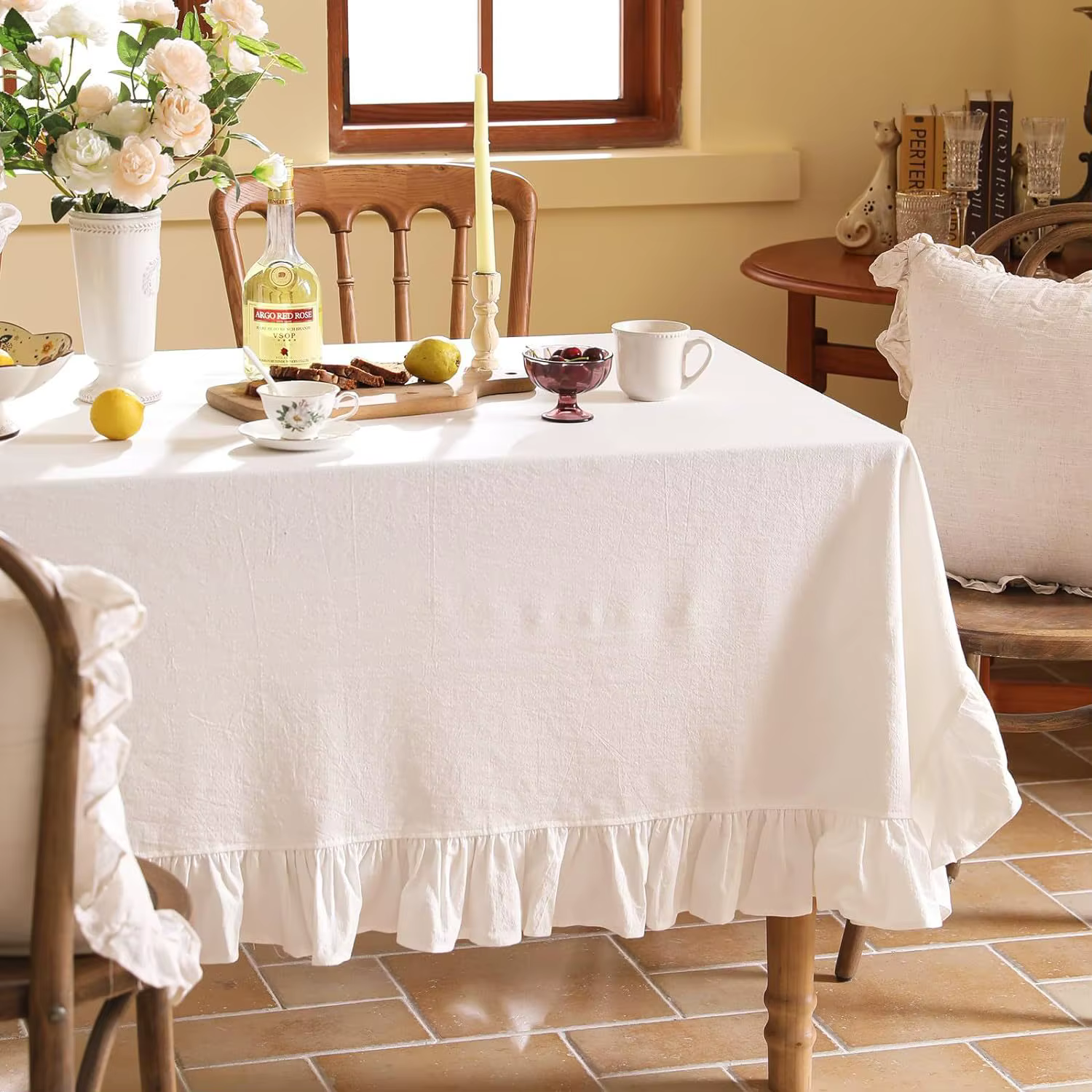 Nappe en tissu de coton lavable, blanche, pour fête de mariage, salle à manger, décoration de Banque