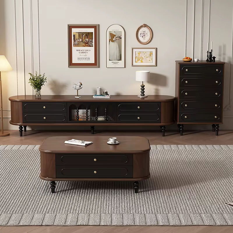 Meuble Tv français rétro de luxe classique avec tiroirs meuble Tv minimaliste à la mode beauté Muebl