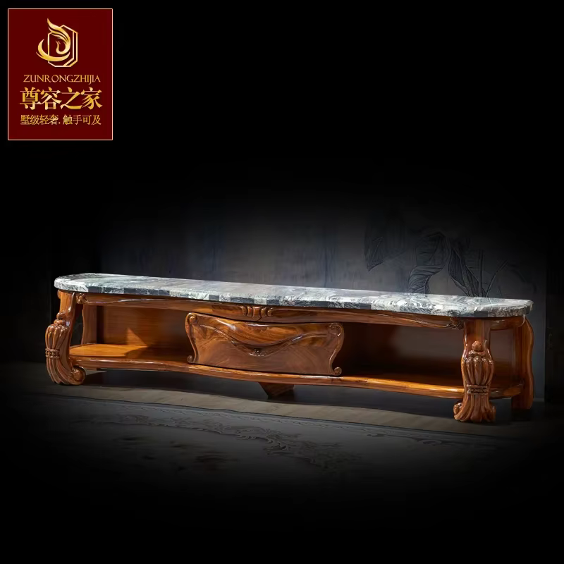 Canapé de luxe européen en cuir véritable sculpté, structure en bois massif, style classique antique