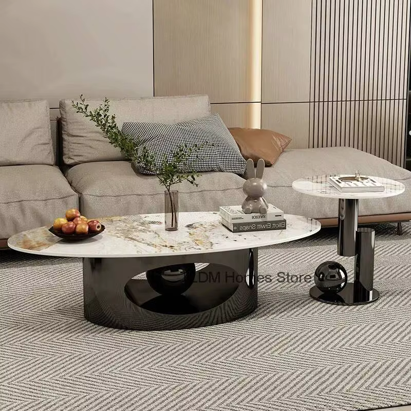 Tables basses design modernes, pieds luxueux, design moderne, métal, ovale nordique, table d'appoint