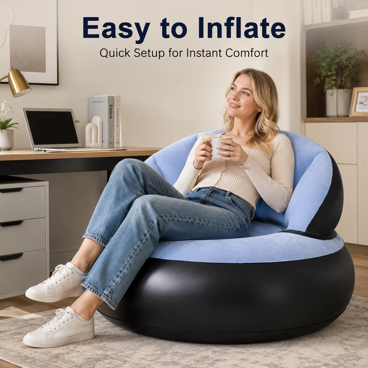 1PC Canapé gonflable de luxe avec pompe à air