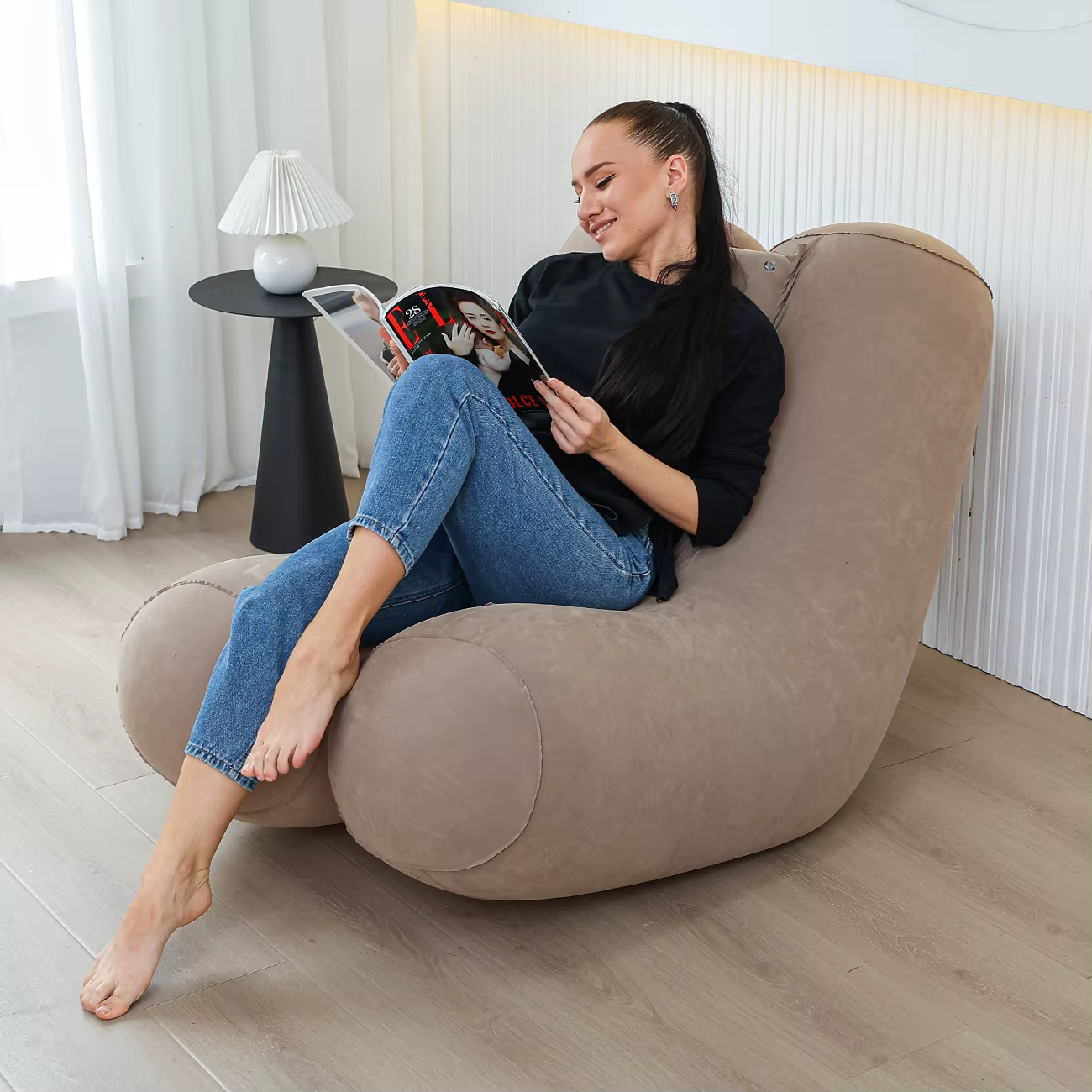 Fauteuil pouf, grand fauteuil de lecture ultra-confortable pour adultes