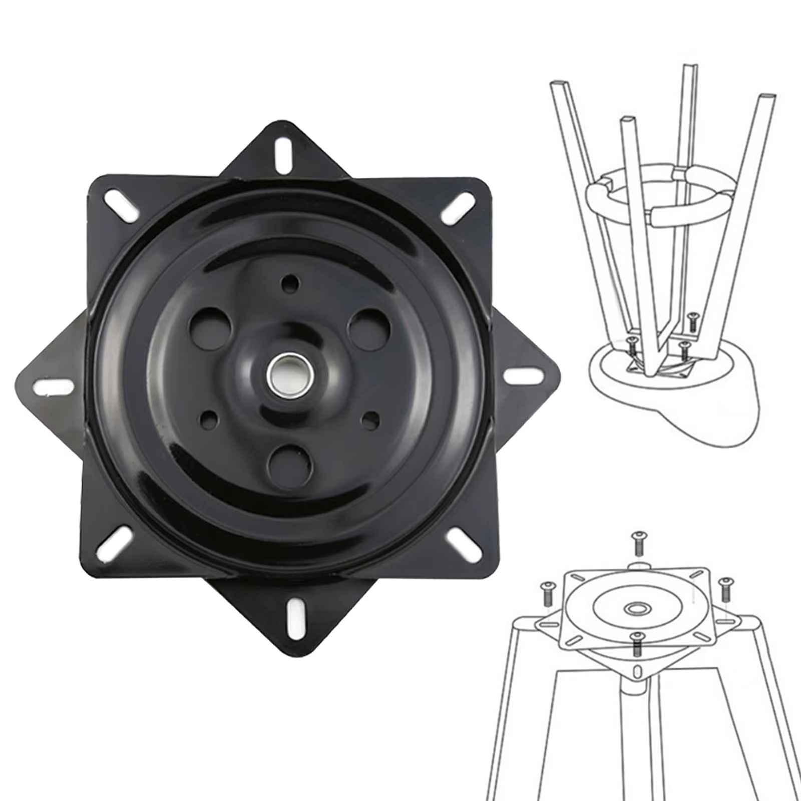 Plateau pivotant universel de 6 pouces pour tabourets