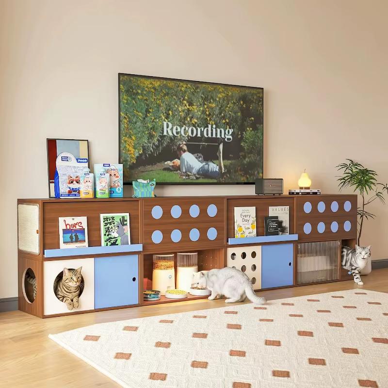 Meuble TV en bois massif pour chambre et salon