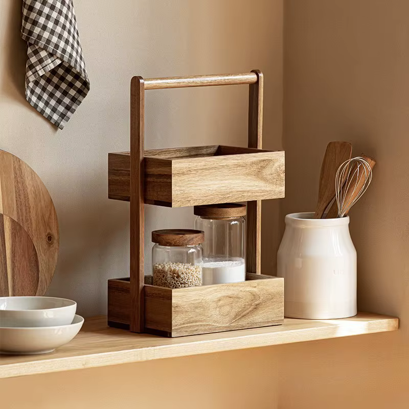 Étagère de rangement multicouche en bois massif