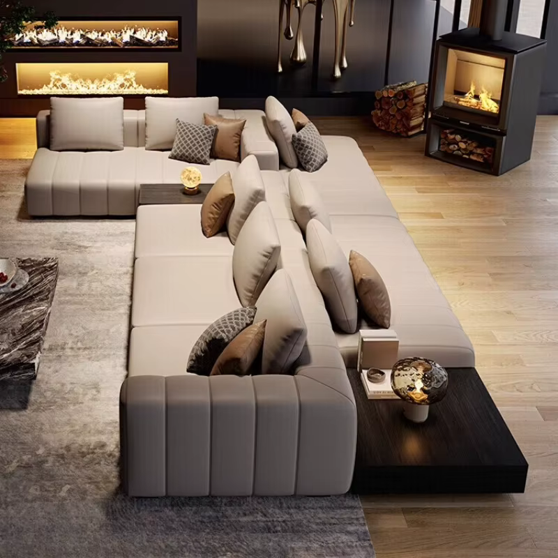 Canapés italiens en cuir véritable minimaliste luxe cinéma chambres