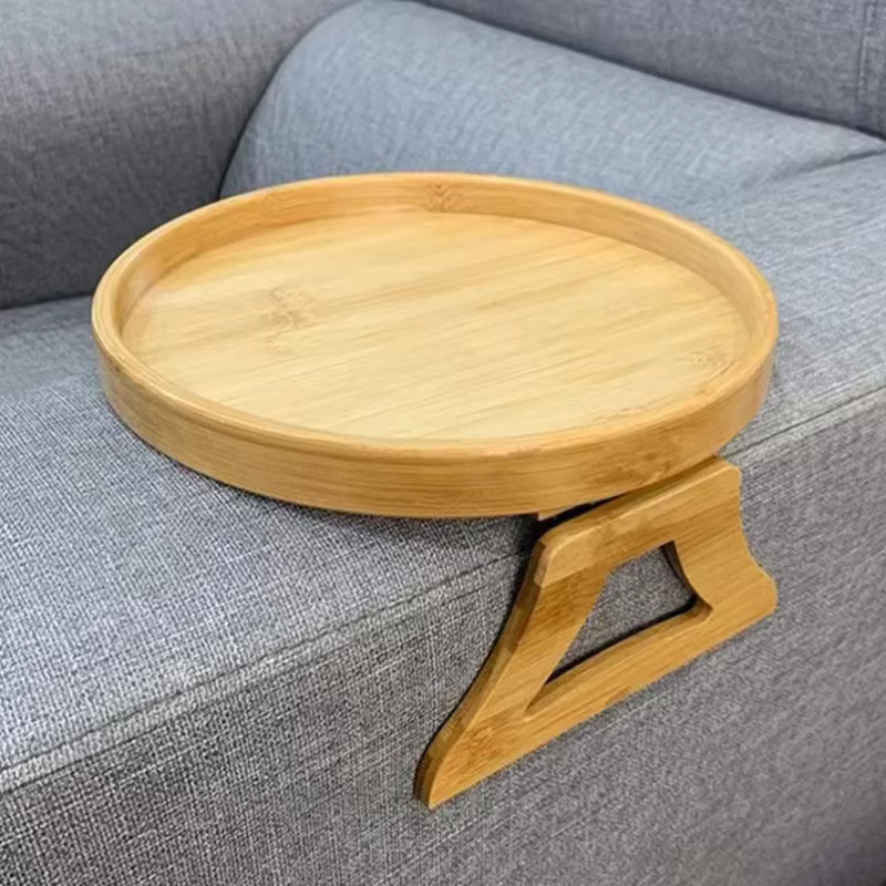 Table de canapé pliable en bambou, table de repas portable multifonctionnelle