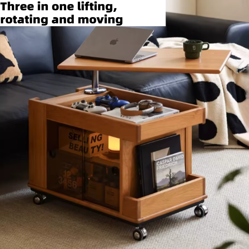 Table basse mobile en bois avec rangement