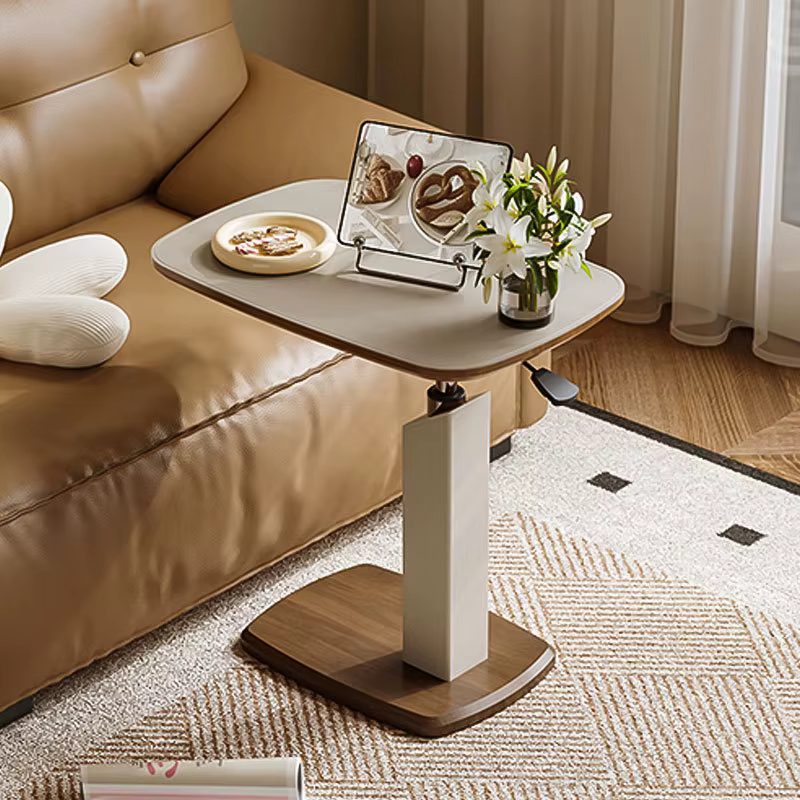 Table d'appoint réglable en cuir et métal style Mid-Century
