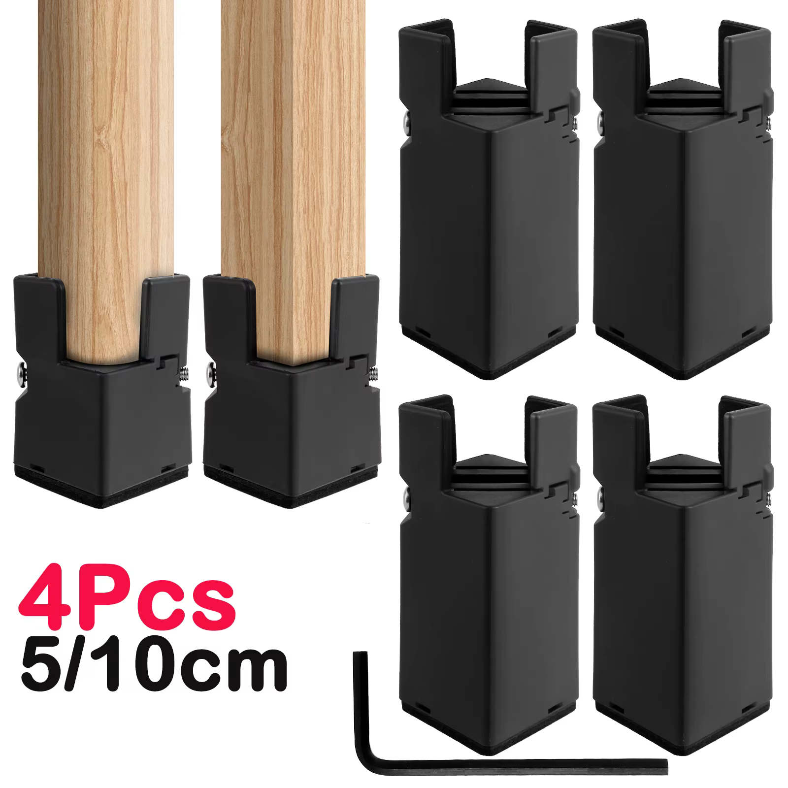 5/10 cm 4 pièces pieds de meubles réglables en alliage d'aluminium chaise robuste canapé Table Raiser pour épaisseur