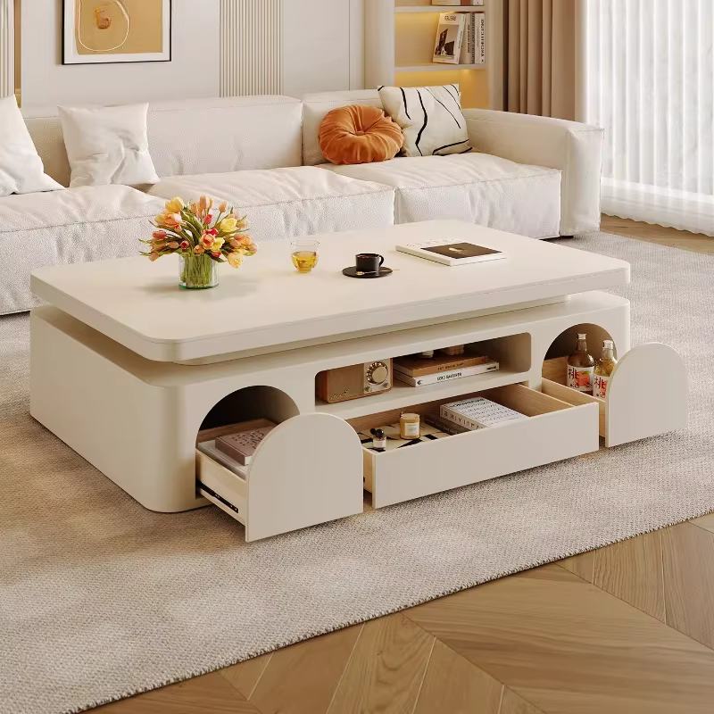 Table basse rectangulaire blanche de style nordique
