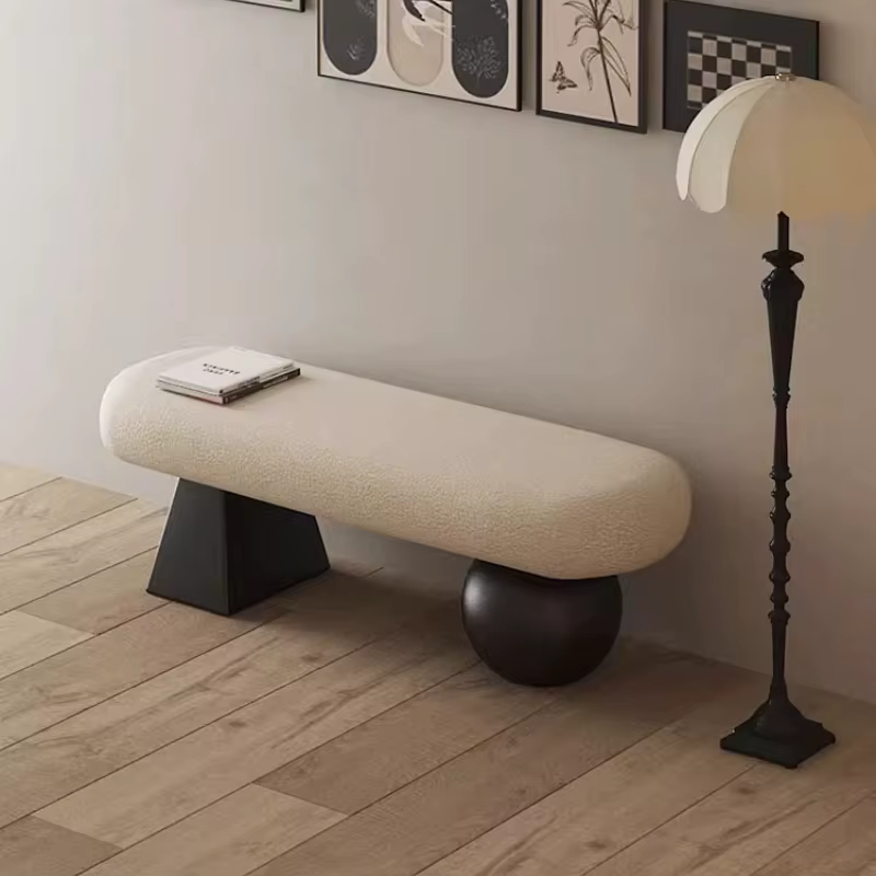 ‌ Banc d'entrée nordique en bois massif ‌ - Tabouret de salon multifonctionnel