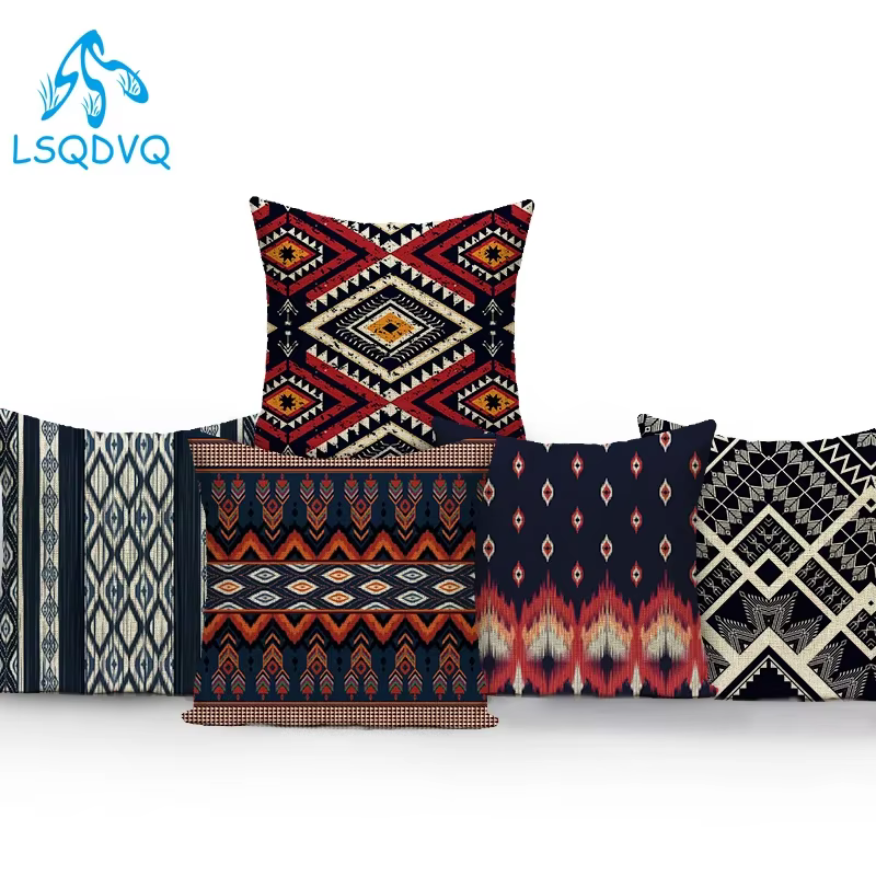 Juste de coussin géométrique colorée pour canapé