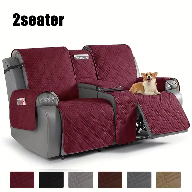 Housse de fauteuil inclinable 2 places avec poche latérale