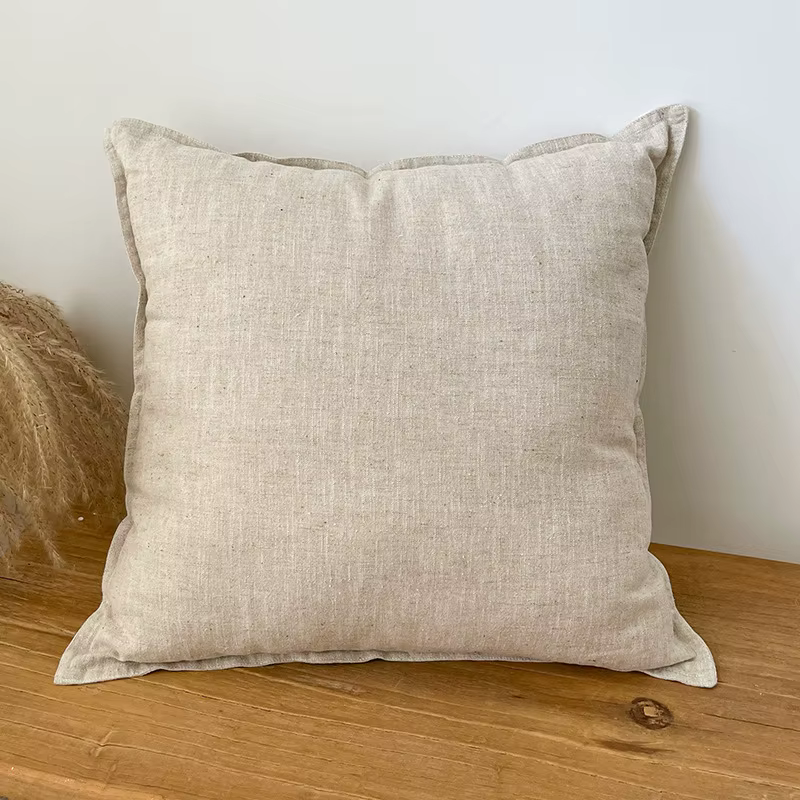 Housse de coussin de canapé en coton et lin