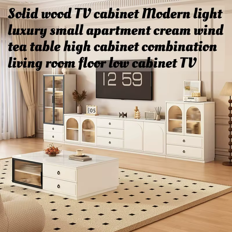 Meuble TV en bois massif blanc
